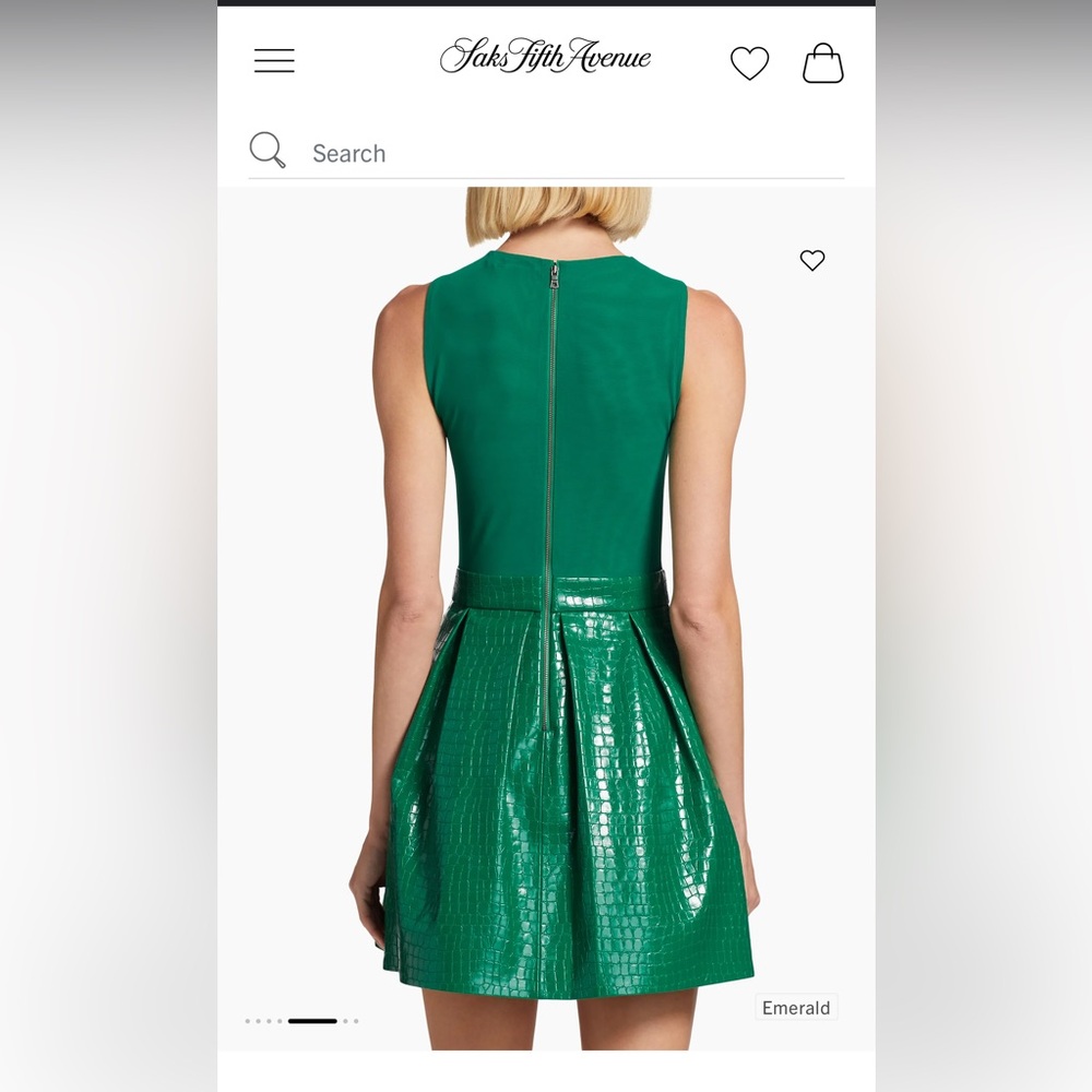 Alice + Olivia Chara Croc-Embossed Minidress Dress EMERALD GREEN 12